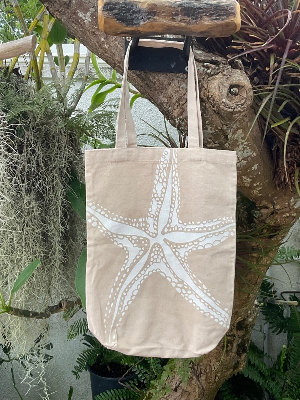 Tan Colored Starfish Canvas Tote Bag